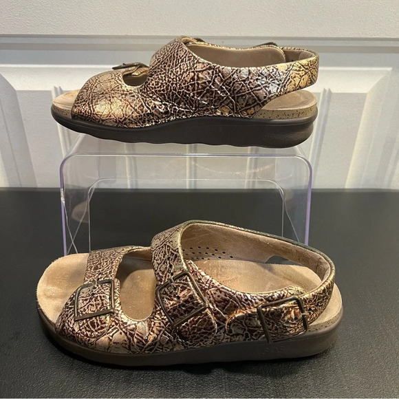 SAS Relaxed Walking Sandals Tripad Comfort Gold Snakeskin Print. Size 7 1/2. - Picture 5 of 13